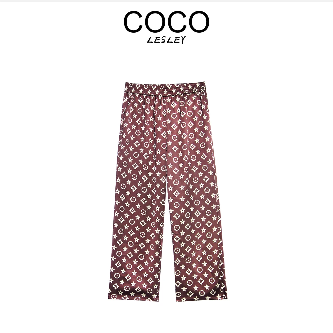 【COCOLESLEY】现款女款高腰显瘦夏季宽松垂感长裤女装-9303