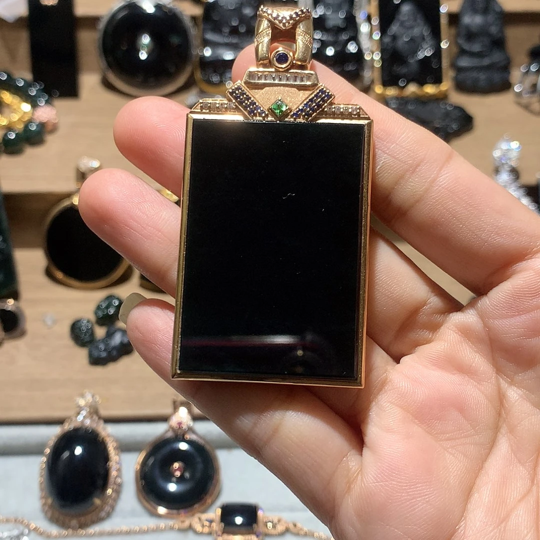 ****花吊坠(不含链)18K金镶嵌翡翠