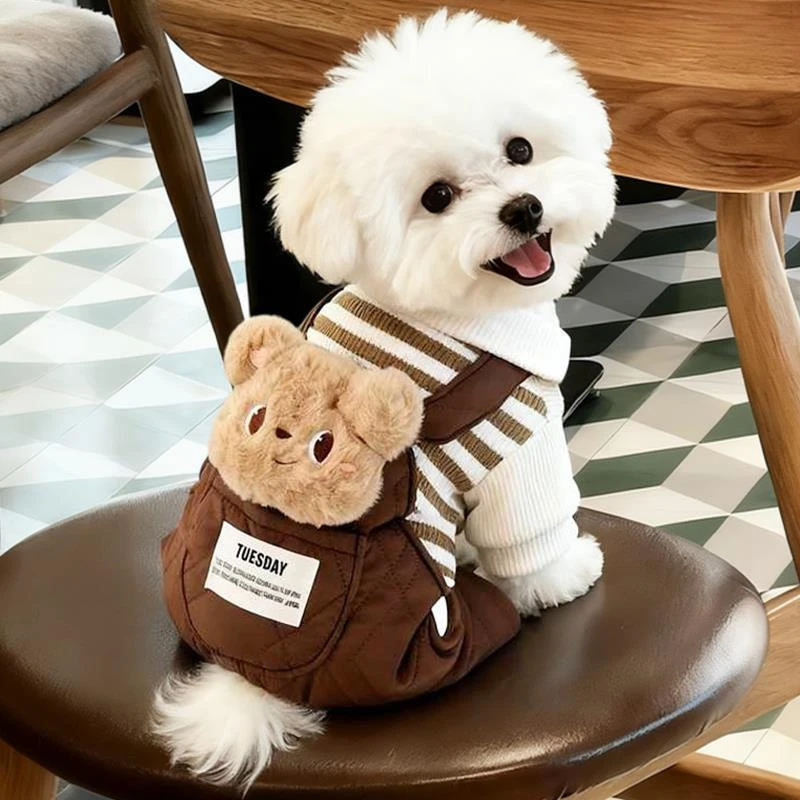 FAVMARTHA狗狗衣服秋冬款小型犬比熊泰迪博美宠物冬季保暖衣可牵