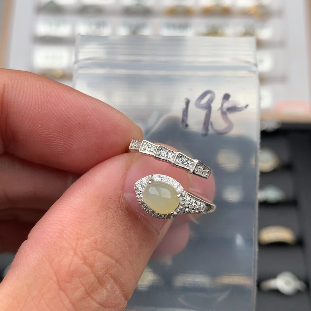 翡翠银S925镶嵌戒圈195