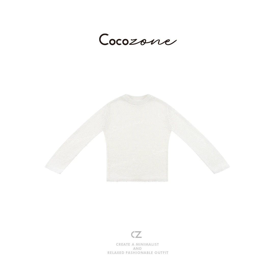 COCO ZONE 刘一一 早春设计感镂空轻薄圆领长袖针织衫CD1A0280