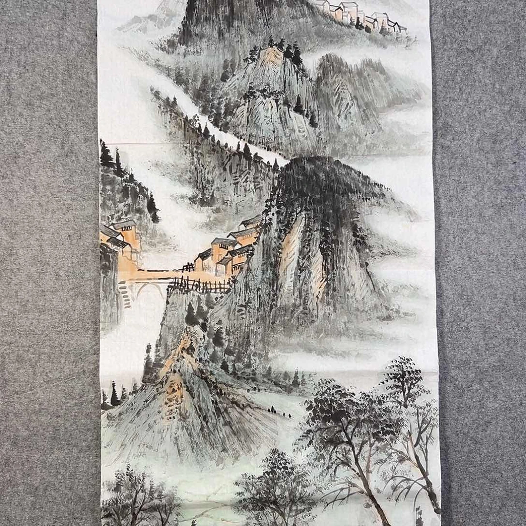 国画644 花鸟在树丛的顶端鸣叫叫声