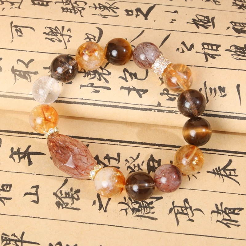 天然黑金超七水晶手串多宝发晶手串{ 多样性发其一}【1048】