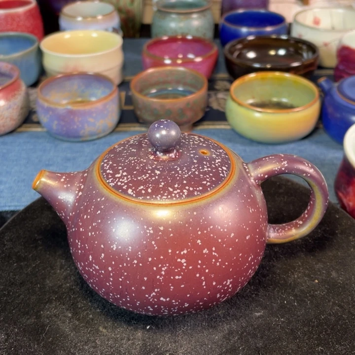 摆件钧瓷茄皮紫西施壶