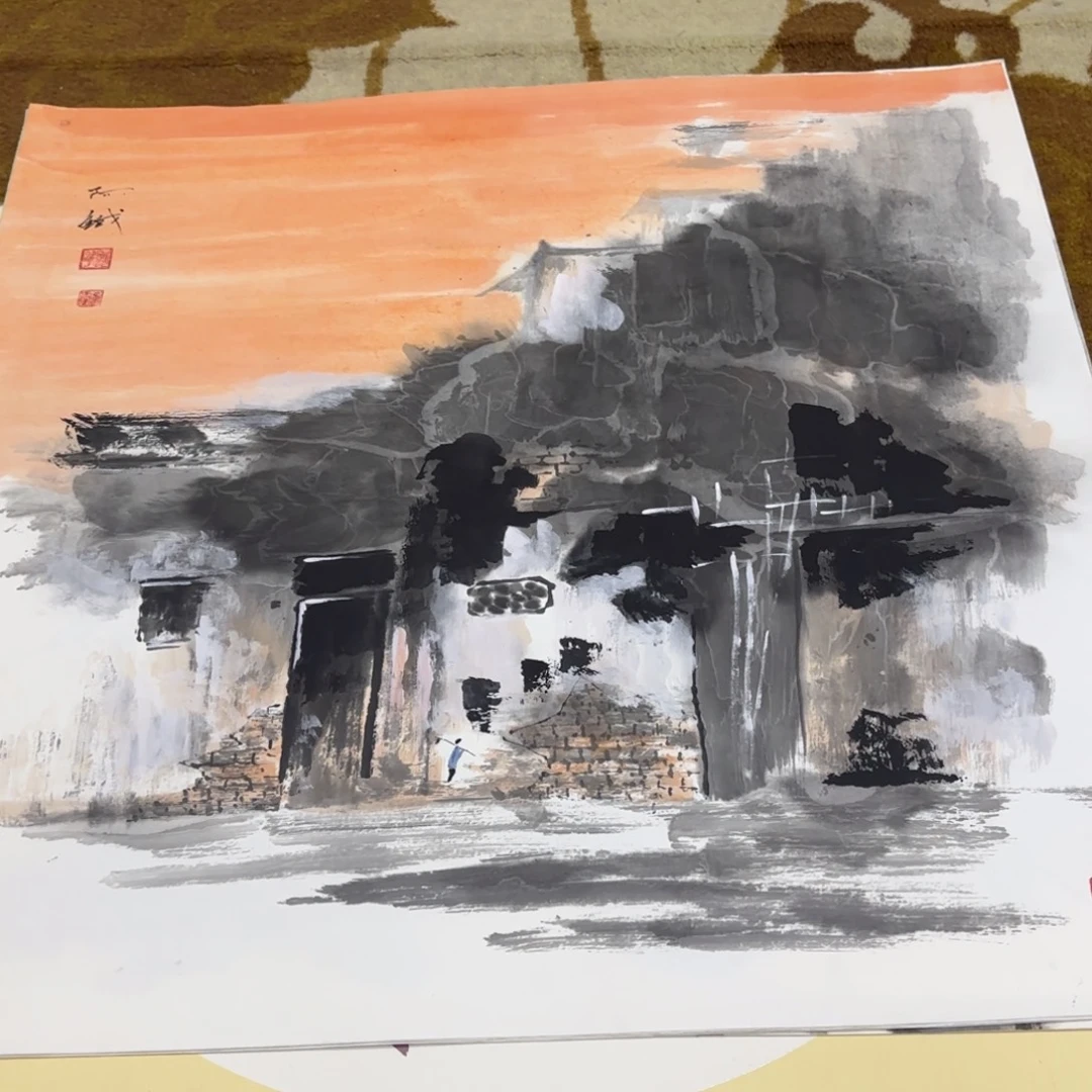 国画赵铁卡纸作品艺