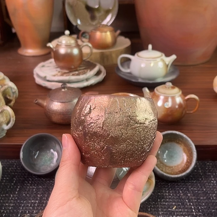 柴烧手捏铁胎主人杯