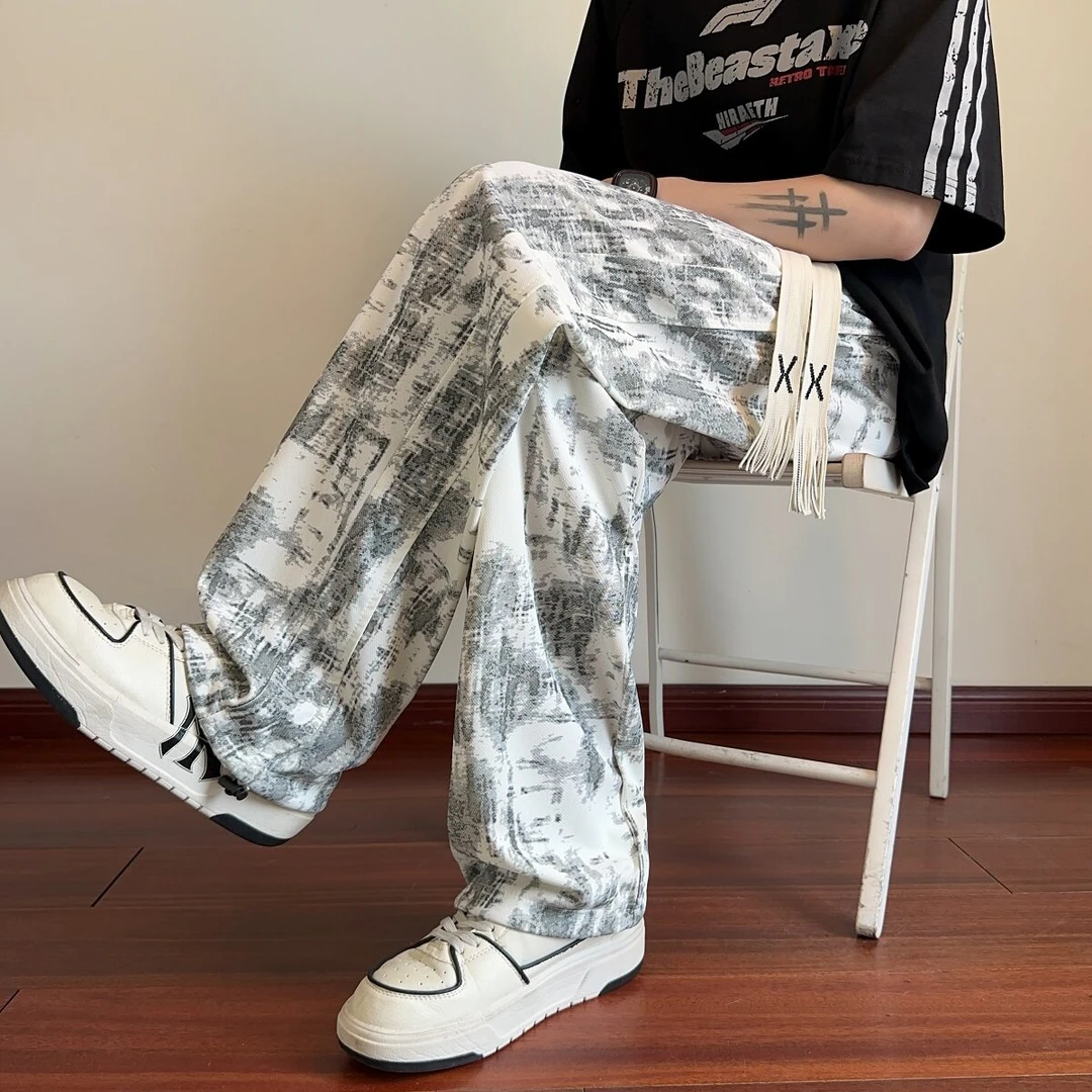 夏季垂感休闲裤2025新款透气薄款凉感直筒可束脚宽松休闲男生裤子