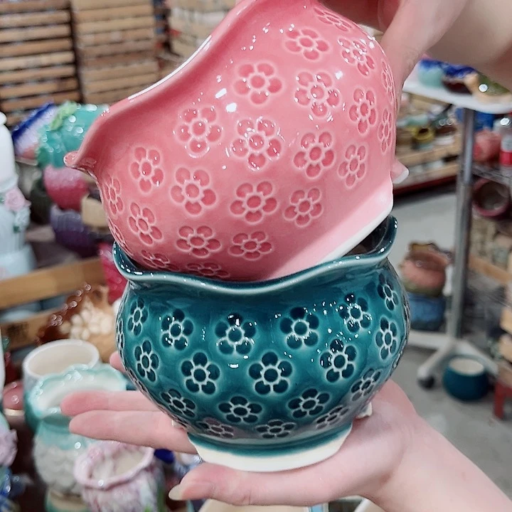 有孔.凑单10元陶瓷花盆发货！