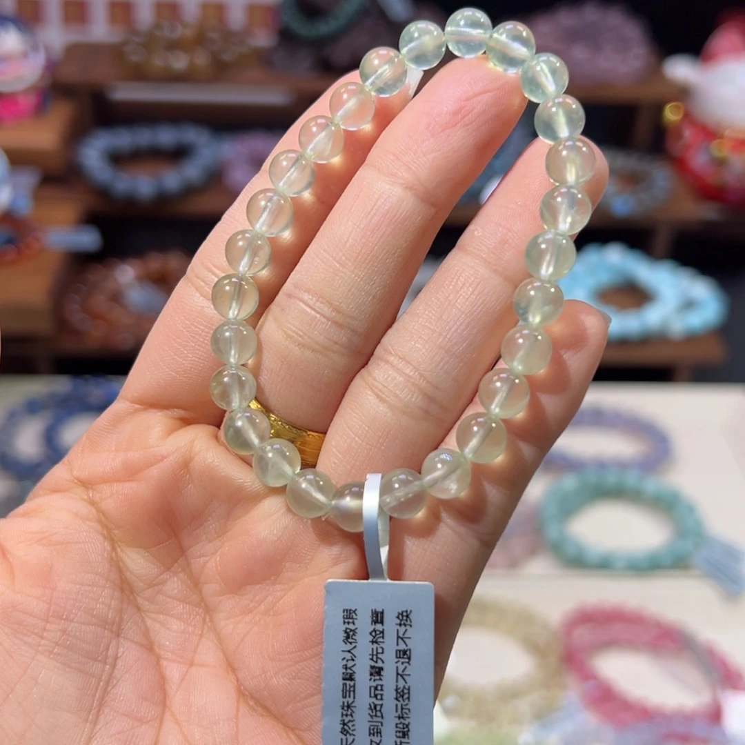 未镶嵌葡萄石手串毕业级冰种绿葡萄6.7