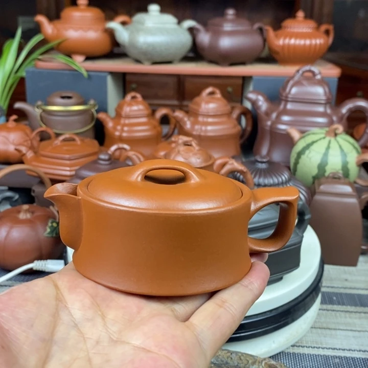 紫砂茶壶莲花汉瓦100cc原矿赵庄朱泥特价