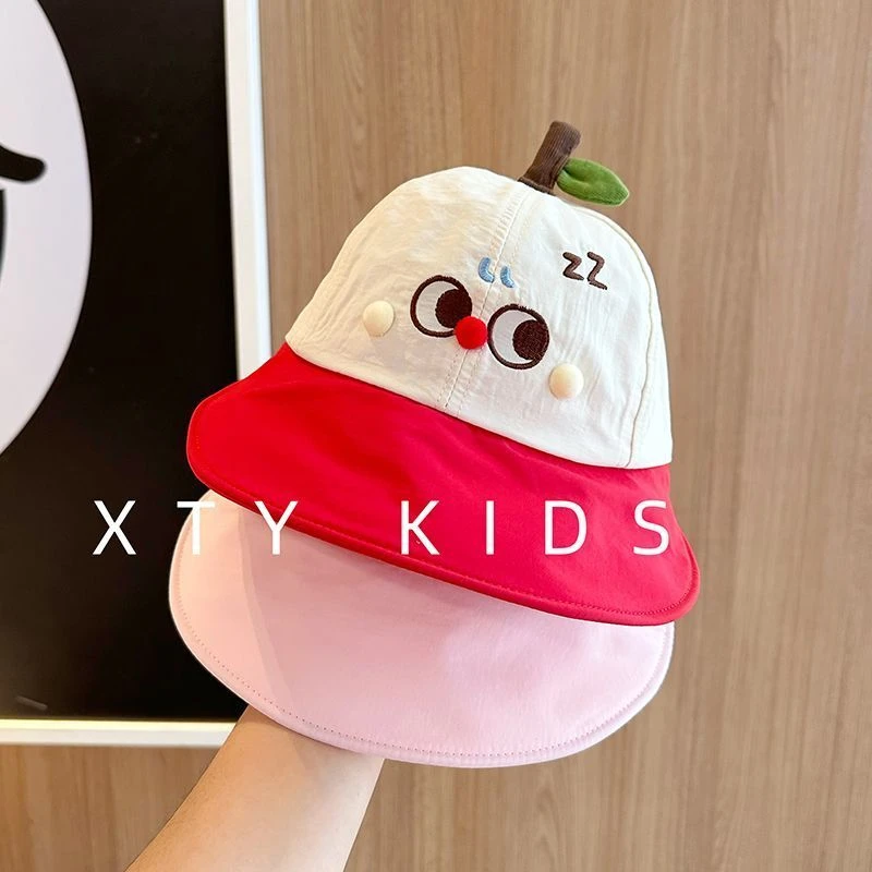 儿童帽子春夏薄款速干大帽檐遮阳帽韩系时尚卡通男女宝宝渔夫帽潮