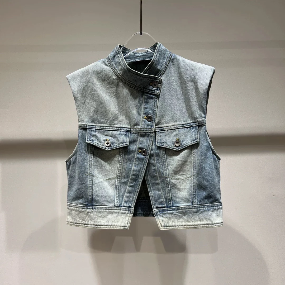艾裳女装夏季时尚百搭牛仔马甲上衣