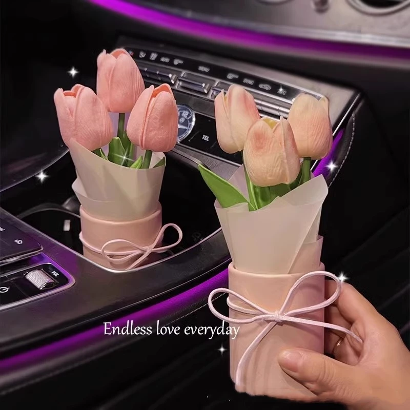 汽车摆件郁金香ins风可爱小高级感女生女司机车载用品内饰装饰品