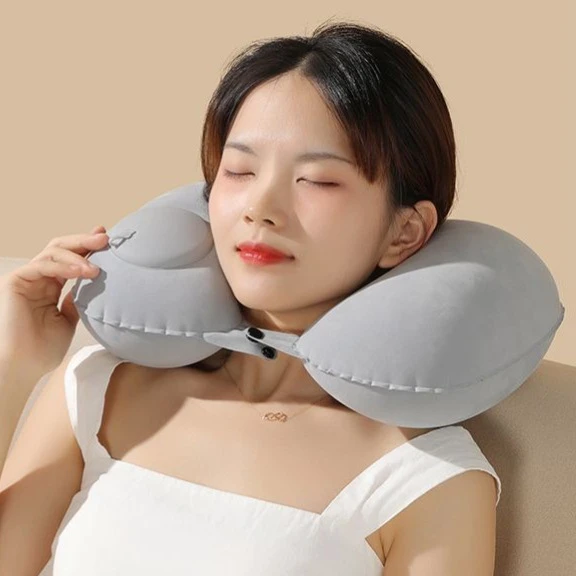 颈枕u型枕按压充气枕头便携坐车飞机护脖子旅行神器u形枕旅游靠枕