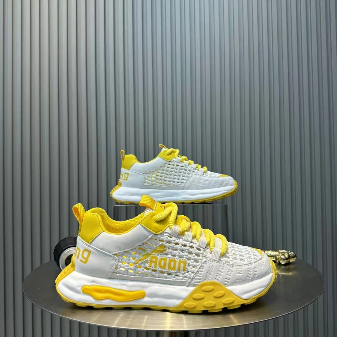 厚底镂空低帮男士拼色夏季单鞋耐磨时尚休闲鞋鞋子潮流舒适透气