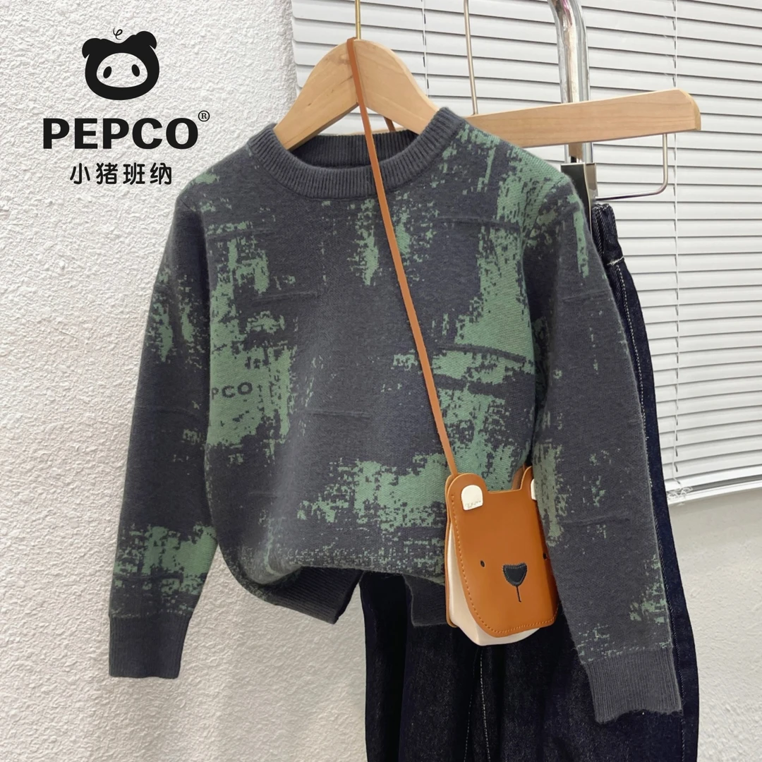PEPCO/小猪班纳男童毛衣套头儿童中大童秋冬男孩针织衫洋气圆领潮