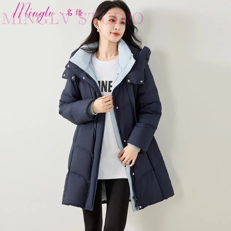 名缕超好看韩版撞色宽松休闲羽绒服女休闲小众冬季外套2026新款
