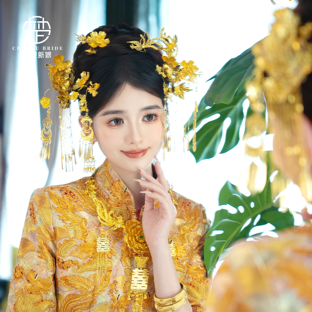 2025新款奢华龙凤褂发饰金色中式百搭精致秀禾婚礼贵气秀禾头饰