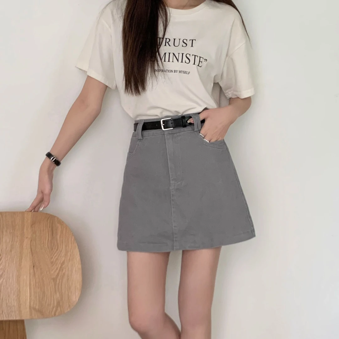 【迪丽半裙】潮流A字水洗牛仔半身裙女夏季高腰显瘦气质包臀裙