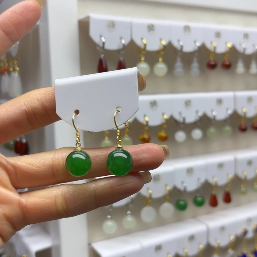 玛瑙/玉髓银S925镶嵌耳饰