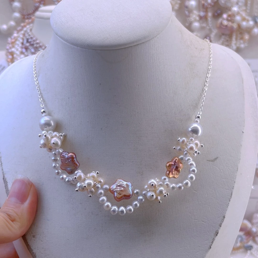 未镶嵌耳饰淡水珍珠项链