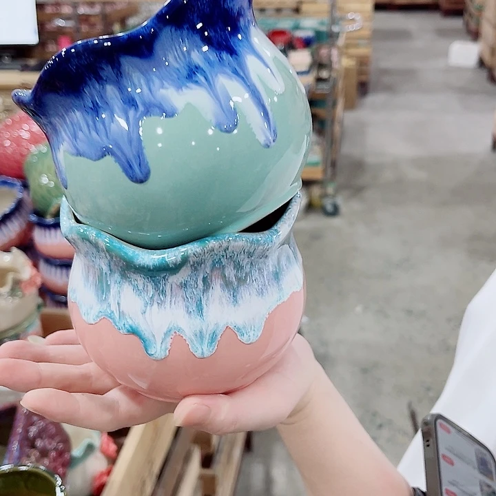 有孔，凑10元包邮陶瓷花盆发货！