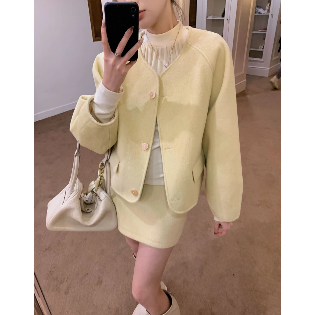 【芝士Cheese】沿海公路 气质时尚纯色长袖外套小众显瘦半身裙套装