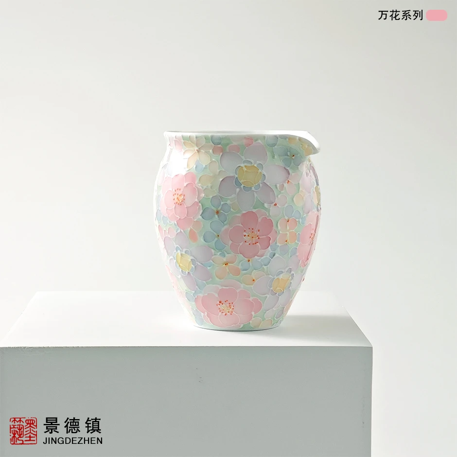 墨筑手工茶杯景德镇万花釉下彩手绘陶瓷高档轻奢女生专用分茶器