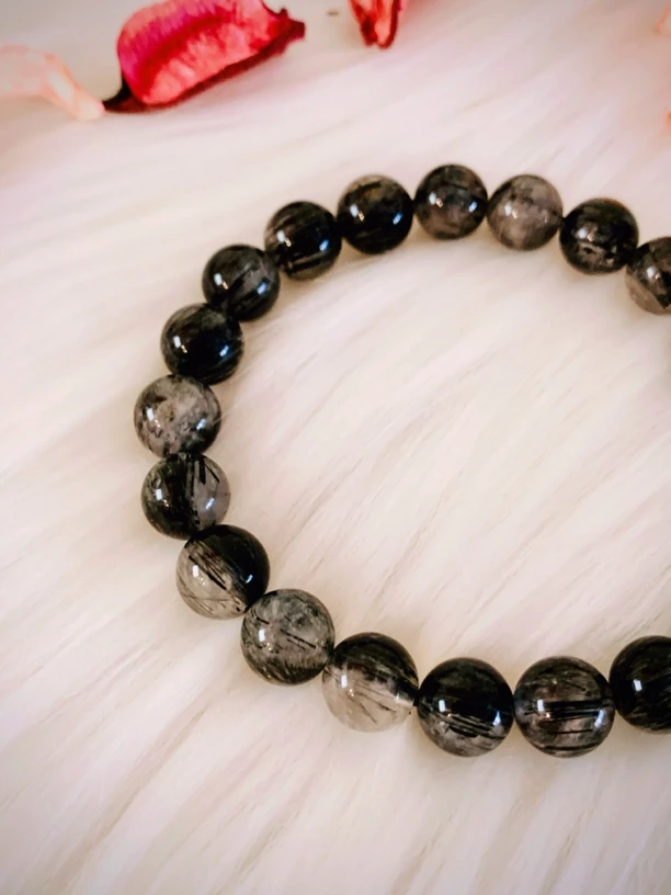 非金属仿水晶手链 仪沅轩·黑色发晶酷我手链