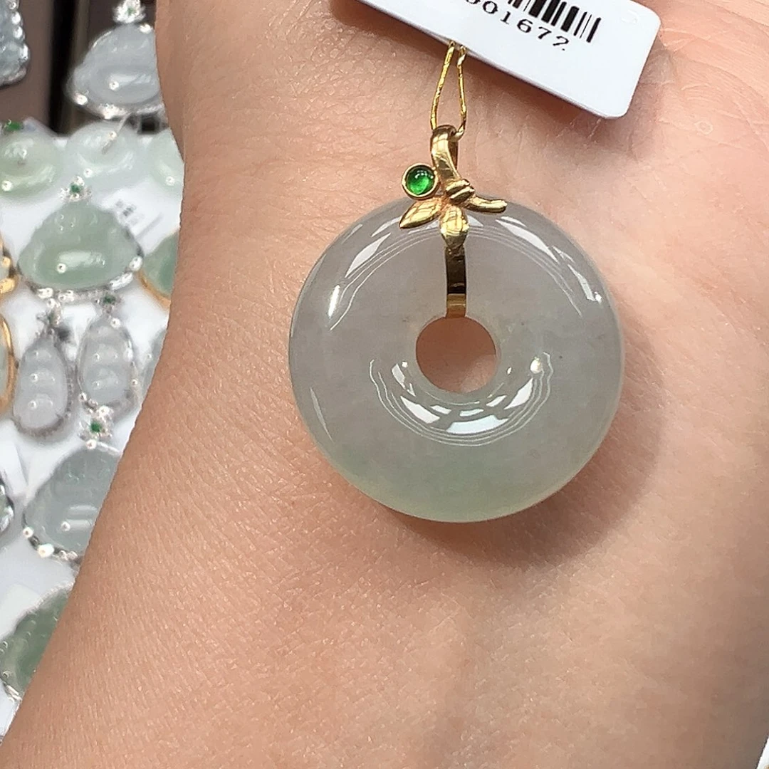 翡翠18K金镶嵌吊坠(不含链)1672