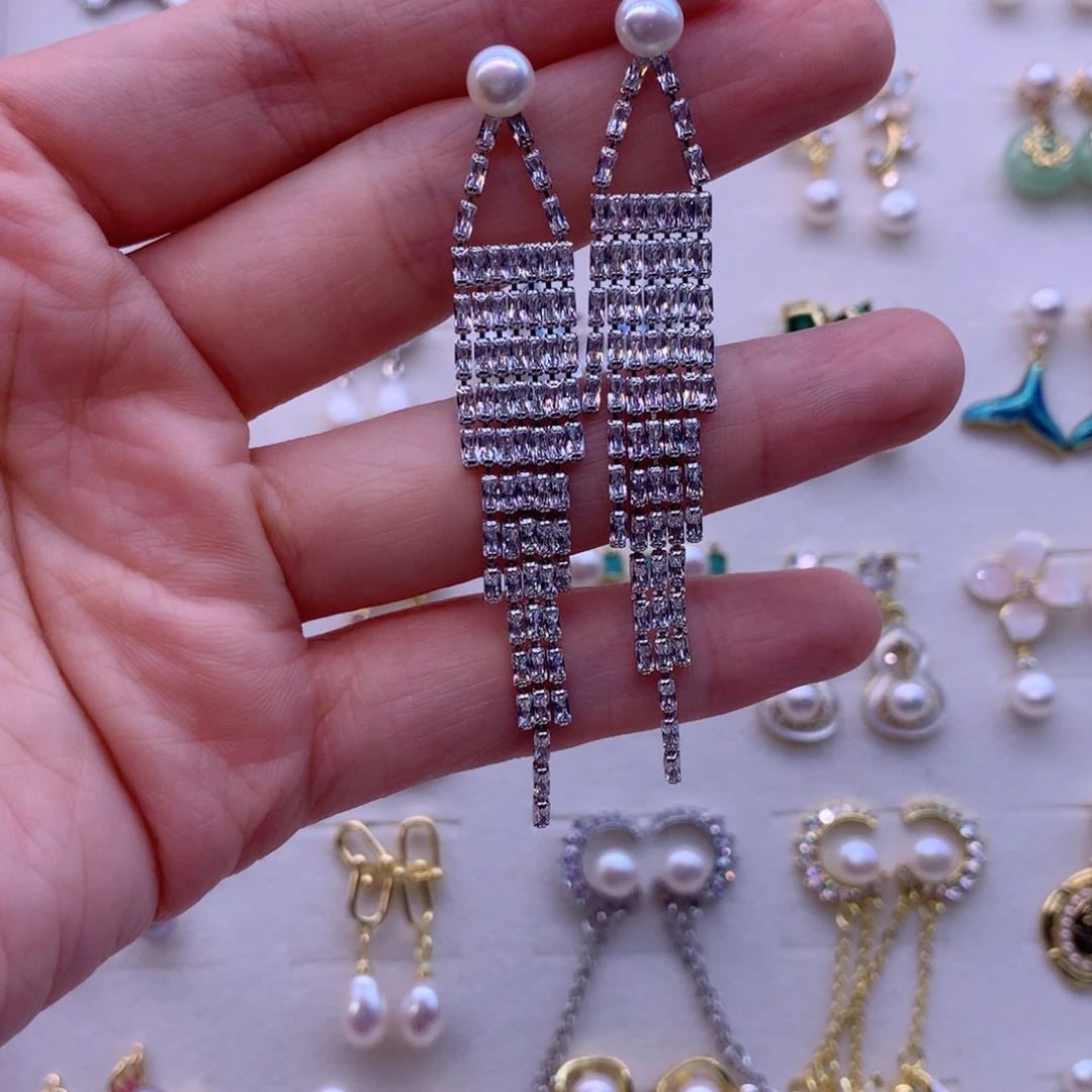 合金淡水珍珠耳饰