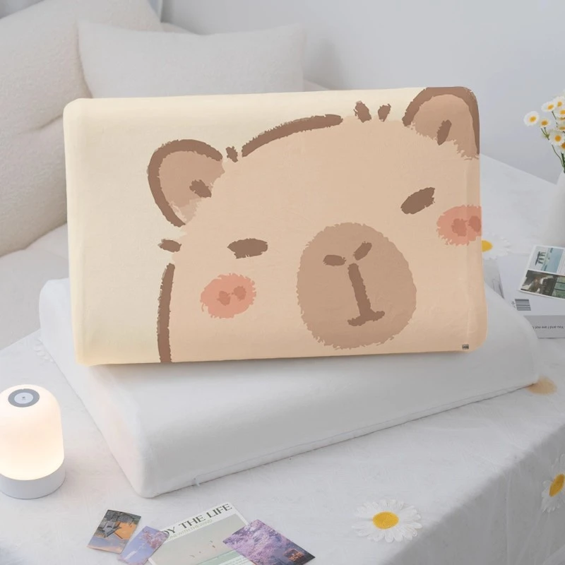 卡皮巴拉牛奶绒家用乳胶枕套40*60儿童30*50乳胶枕四季通用可拆洗