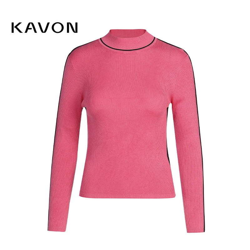 【婷婷专属】舒适百搭半高领撞色线保暖打底毛衫KL3M573HE秋冬上衣