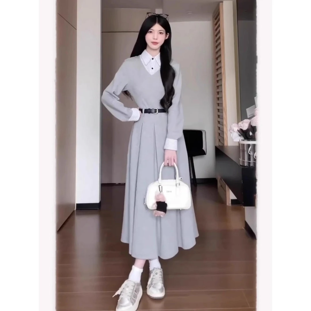 显瘦气质时尚法式收腰秋季网红洋气轻奢女神轻熟设计感小众连衣裙