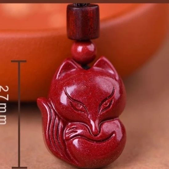 含辰砂工艺品朱砂小狐狸吊坠钥匙扣情侣项链紫金砂护身男女挂件