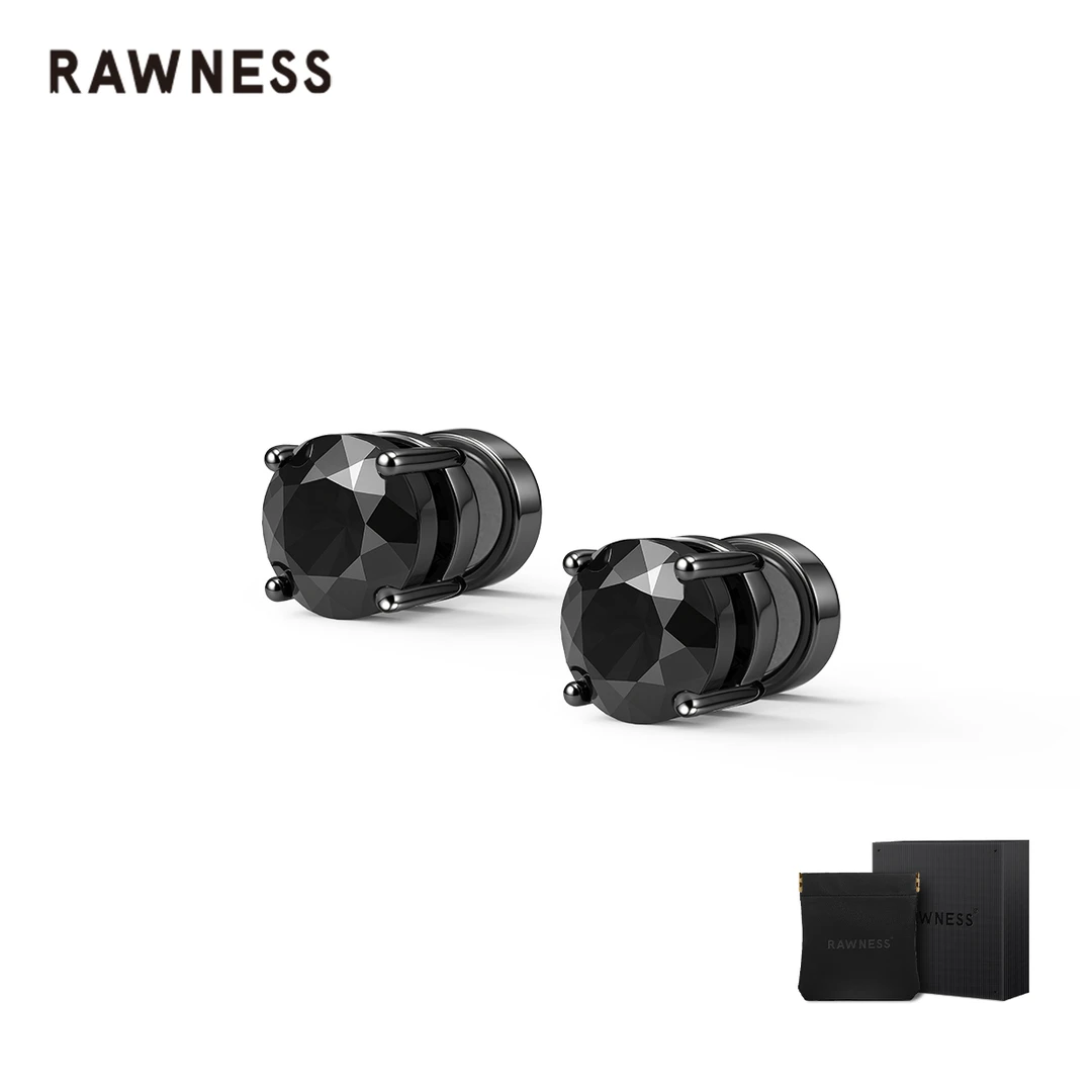 RAWNESS 合成锆石中性耳饰 四爪磁吸男无耳洞可带耳钉防过敏耳钉