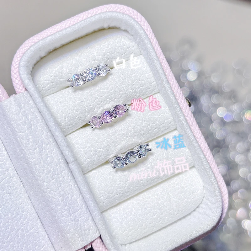 铜合金合成锆石耳饰 A300 三钻简约百搭基础款耳扣 耳骨环