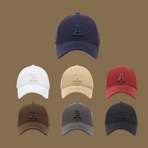 韩版刺绣A字母棒球帽女软顶显脸小百搭休闲日系鸭舌帽子男ins潮牌