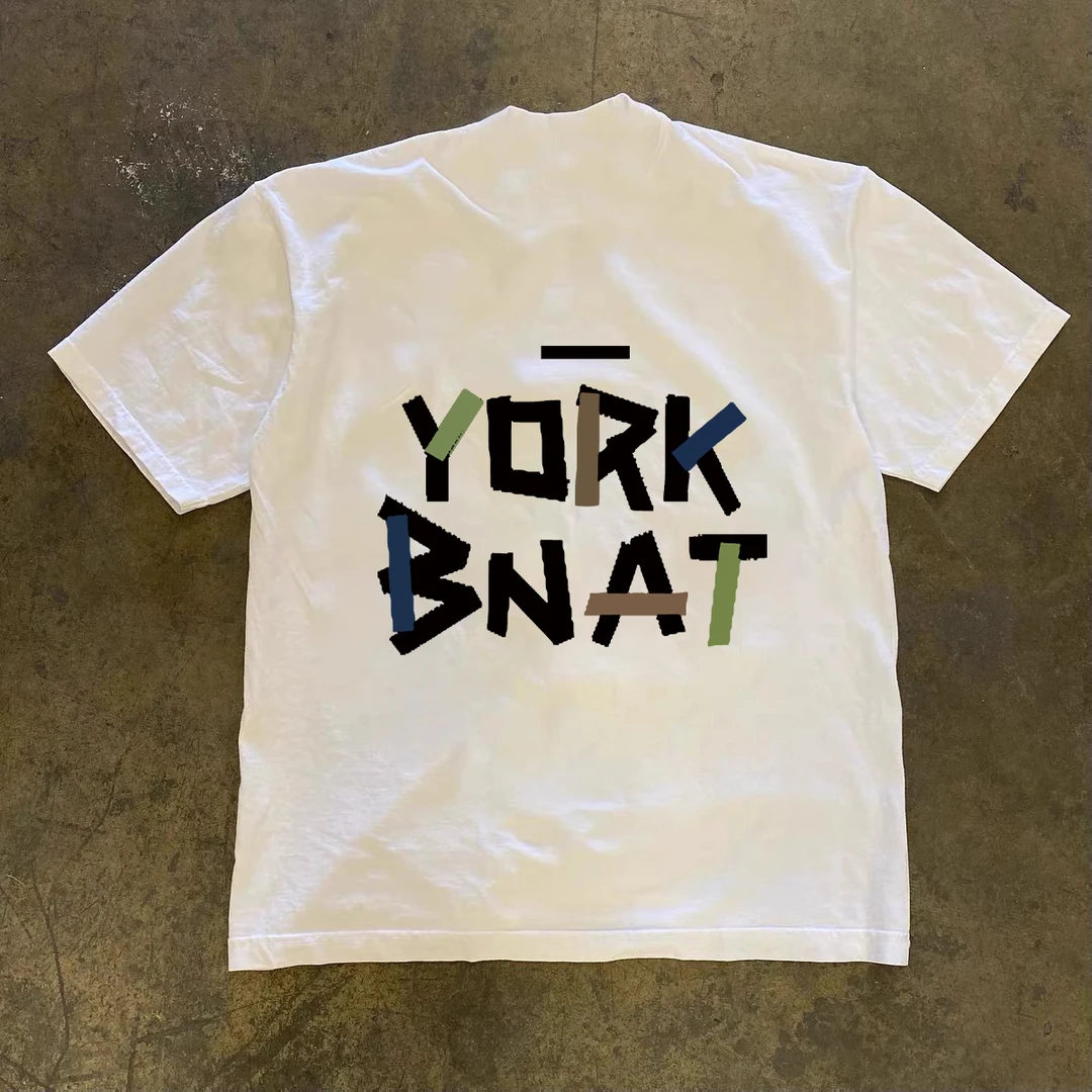 230g重磅美式高街ins短袖t恤男款夏季纯棉圆领宽松彩色字母半截袖