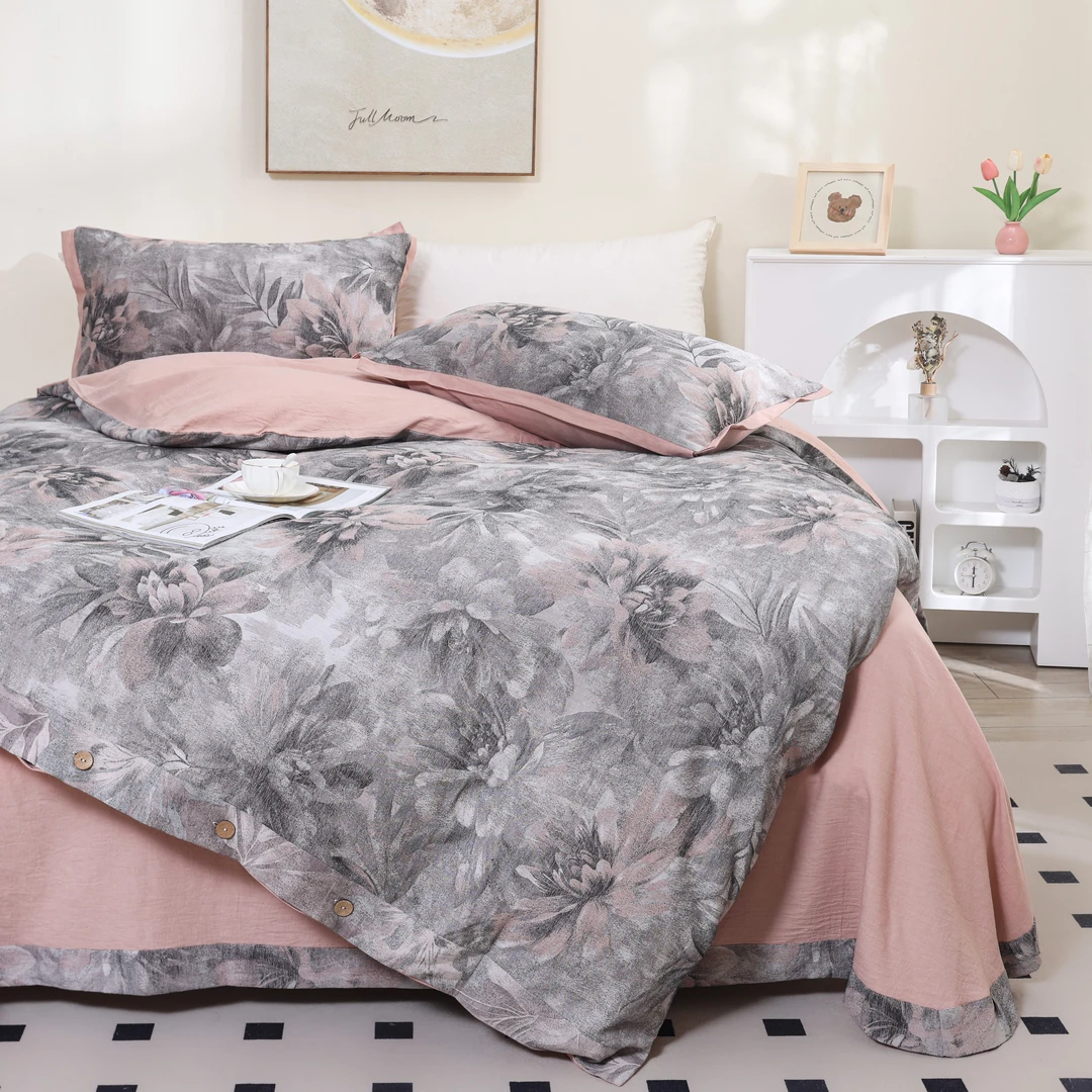 【寐兰朵粉漾-枕套床单】双层纱套件高级感轻奢简约床单枕套配套