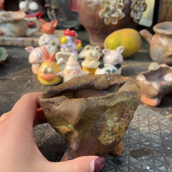 手工粗陶高温花盆