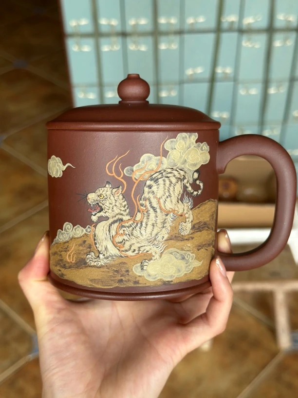 当代 定制紫砂盖杯宜兴紫砂杯储立强盖杯定制