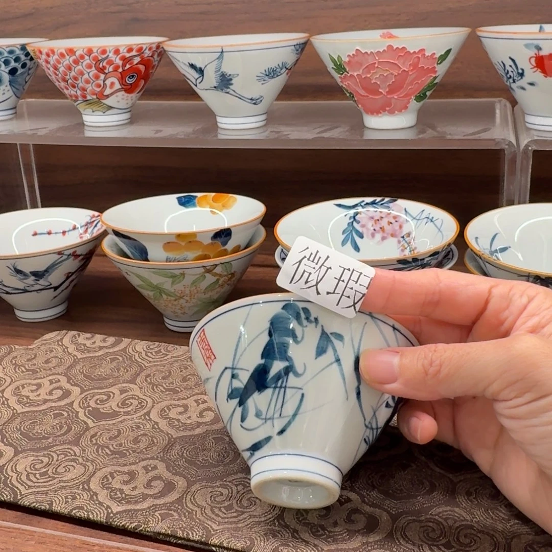 釉下手绘茶具微瑕