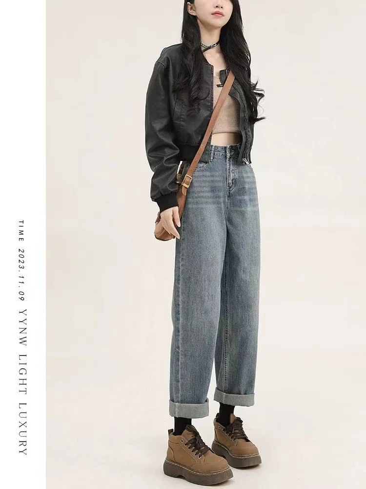 【7336】经典款窄版老爹裤春夏穿搭