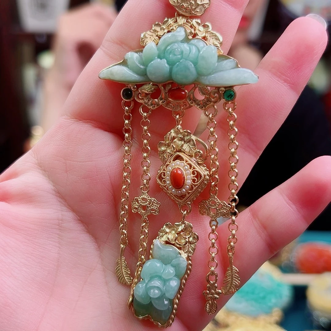 颈饰翡翠银S925镶嵌国风