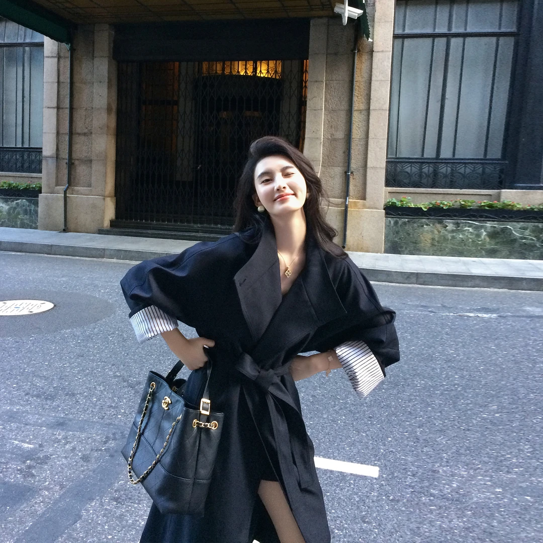 休闲大牌风衣外套女2025秋季新款高级感韩系气质宽松显瘦流行大衣