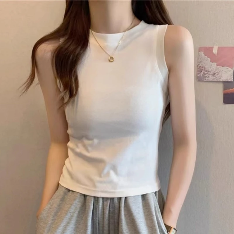 正肩夏季白色吊带背心女2025新款修身遮副乳无袖圆领内mm大码背心
