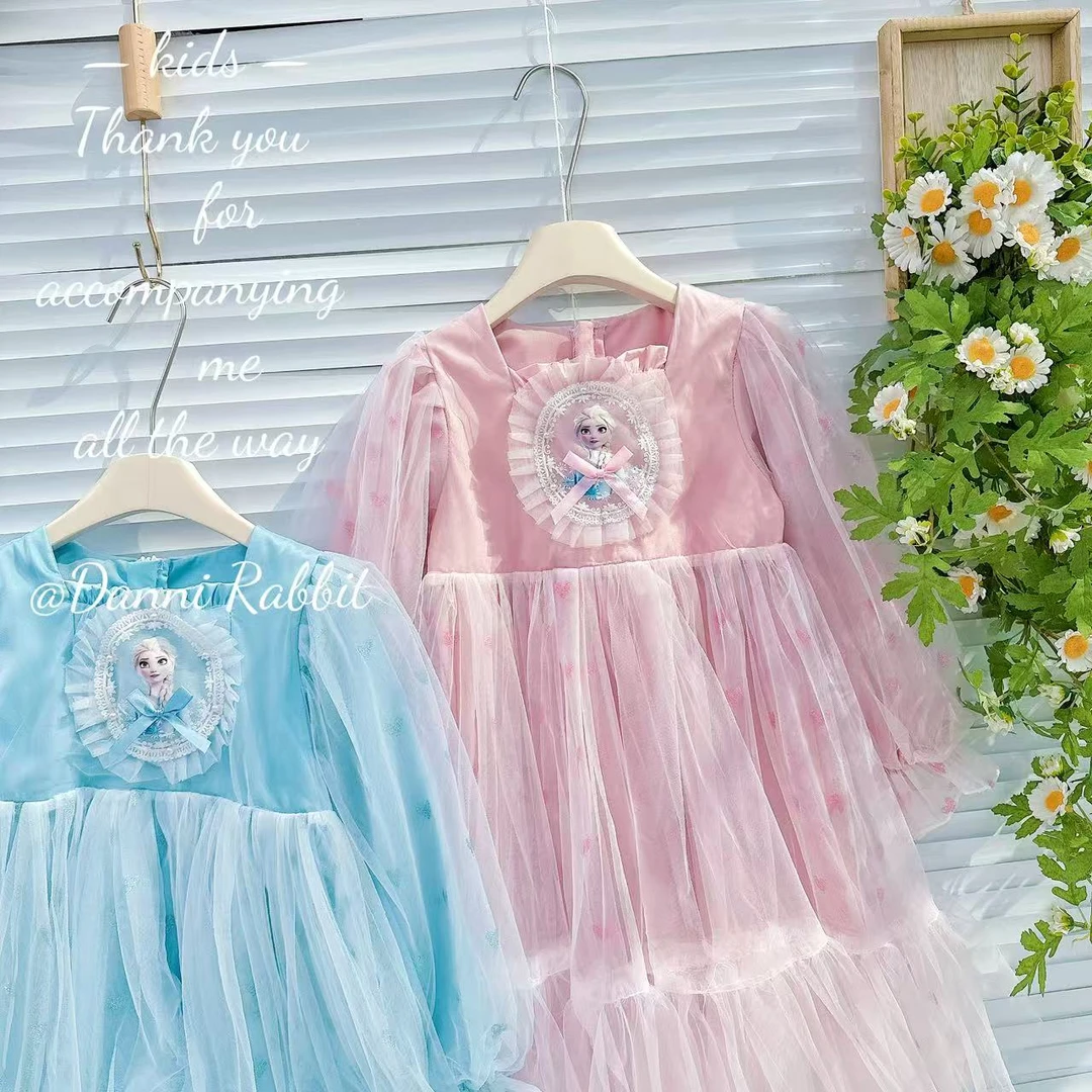【Dannirabbit】*艾莎公主+闪亮小心心*女童连衣裙 X-793