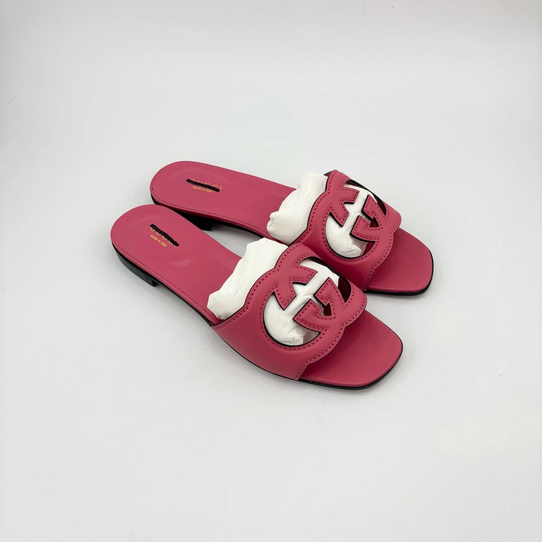 全新未使用 GUCCI/古驰 全新/古驰/39码/玫粉色镂空拖鞋/pp426536