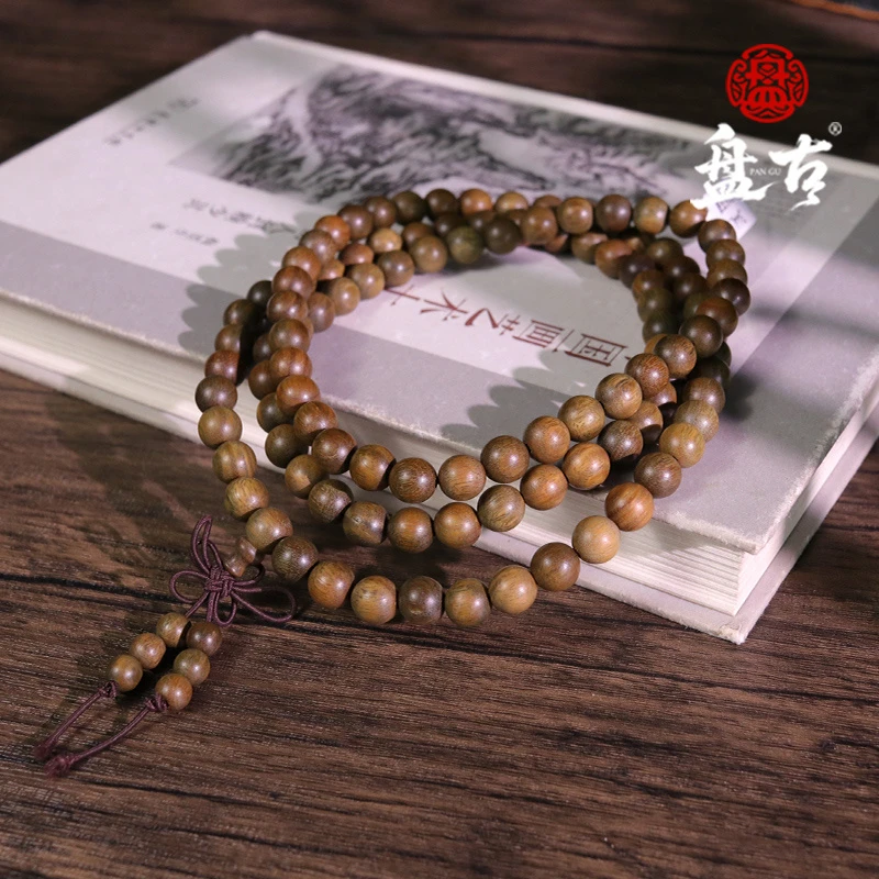 盘古 | 344 金丝楠木8mm绿T多圈手串